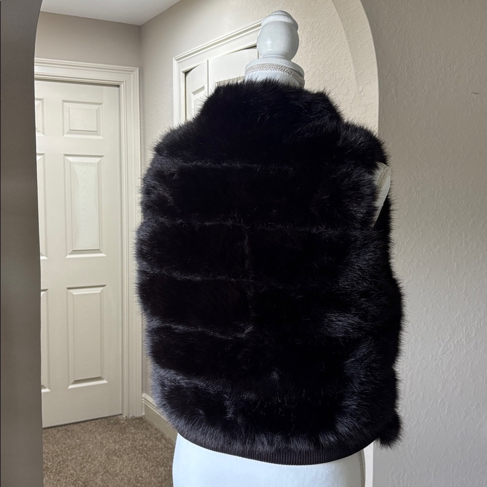NWT Adrienne Landau Brown Chocolate Faux Fur Zip-Up Vest fully lined Size S - Picture 6 of 11